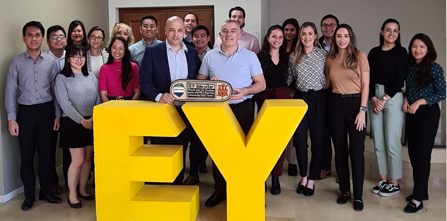 EY (Gibraltar) funded water well No. 90 and we presented them with a handcrafted wooden plaque on World Water Day 2023