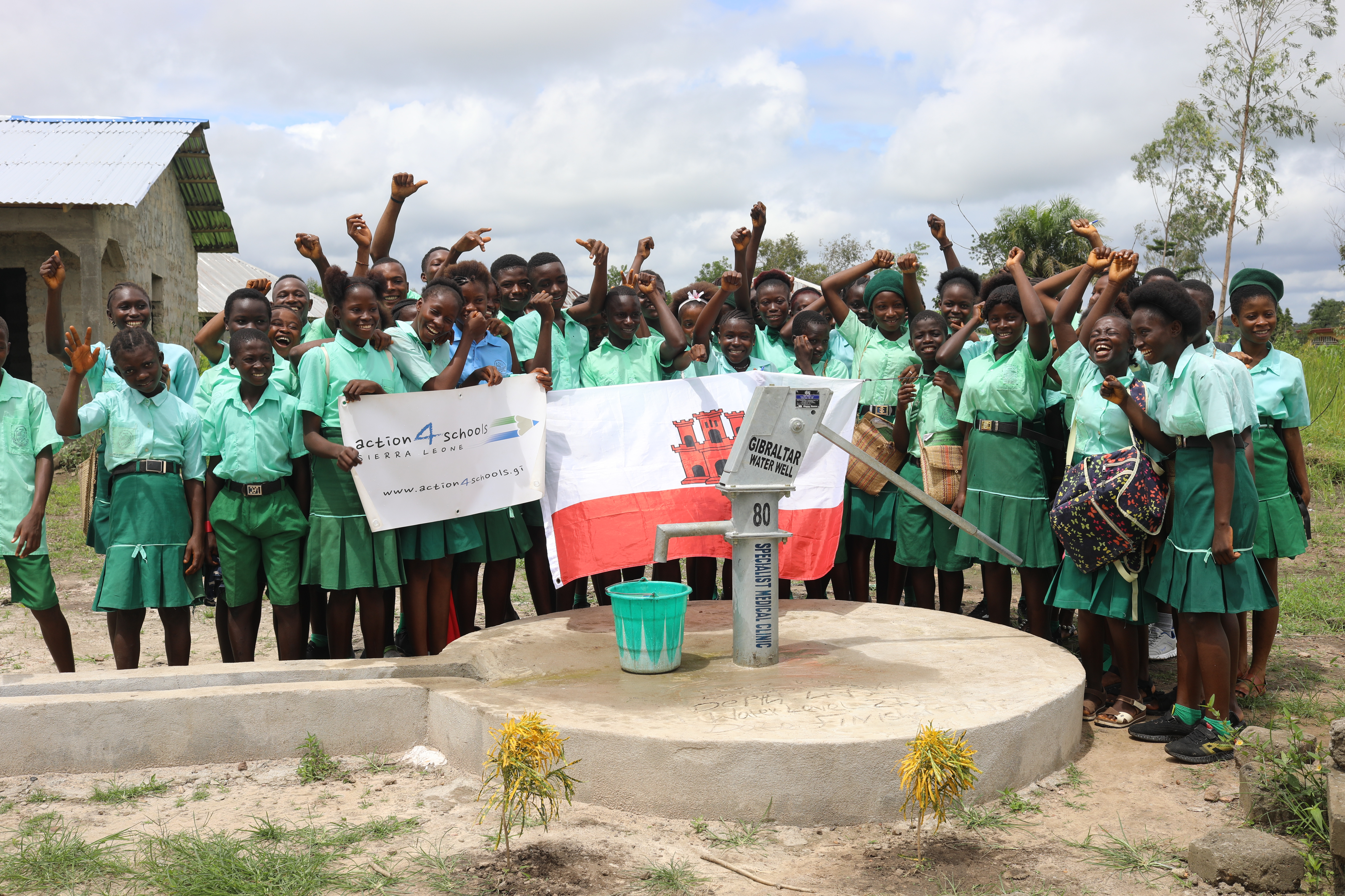 Water well 80 was funded by the Specialist Medical Clinic Gibraltar at Peace Village School (800 pupils)