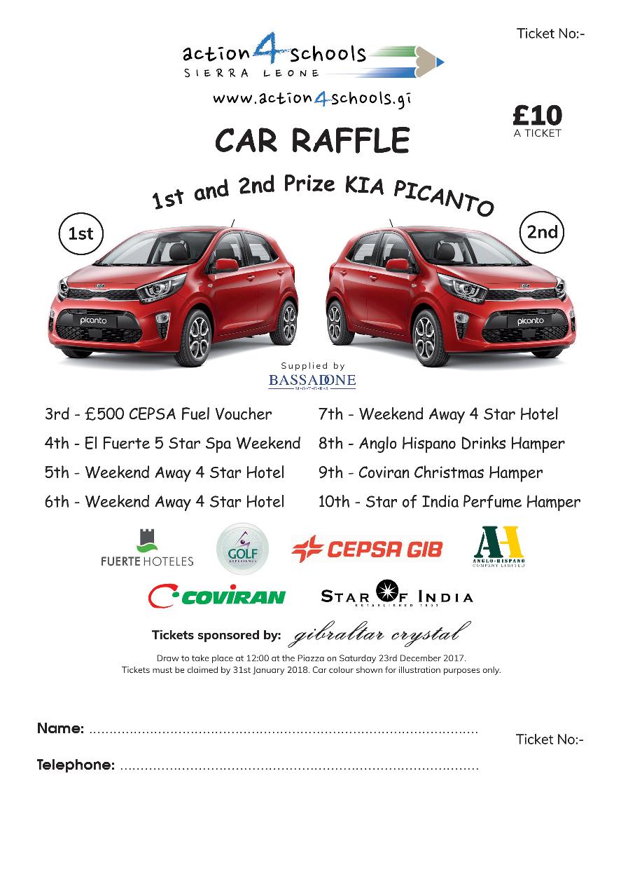 Car Raffle (2 cars !!) Saturday 23rd December 2017