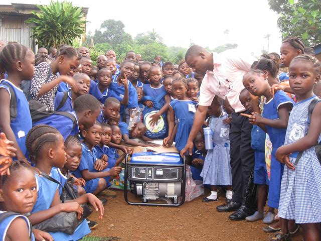 New generator donated by AKIN Geberltar to Church of Christ sch. Regent