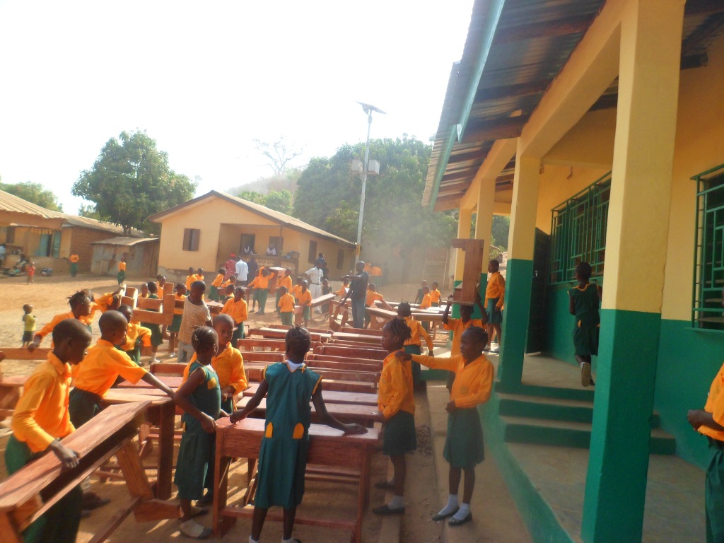 Pupiles are happy with new benches & desks