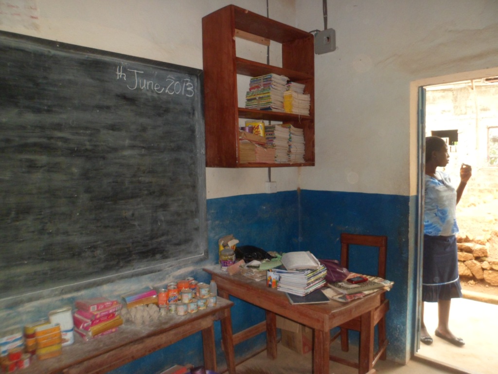 Teacher new table , chair , wall cabinet & electrical aplinces on wall