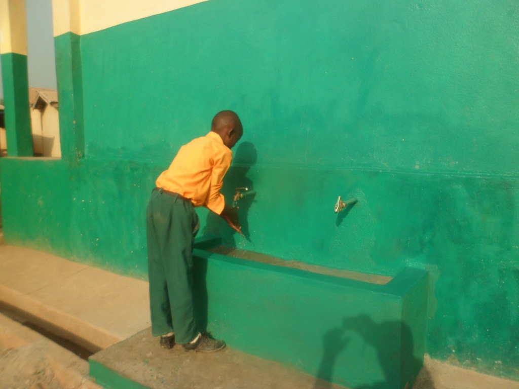 Washing his hands after taken lunch