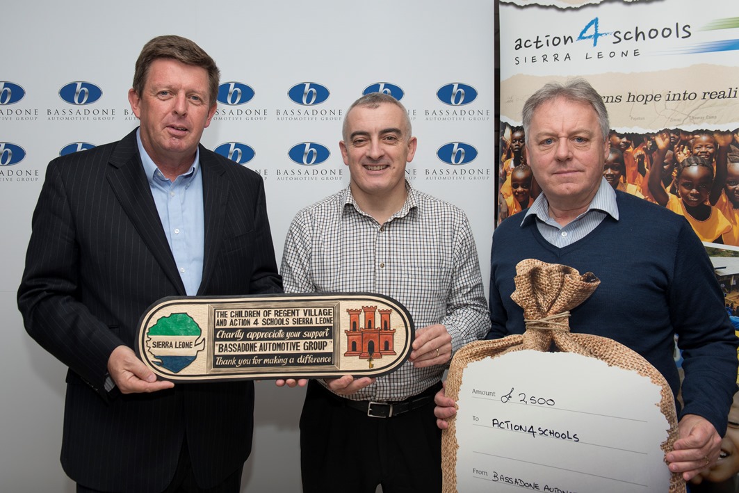 The Bassadone Automotive Group (BAG) are our charity's main sponsors and make yearly donations and provide all year round support to our charity. We presented a hand made wooden plaque that was crafted in Regent Village, Sierra Leone as a symbol of our gratitude for their on going support. Thank you BAG ! 
