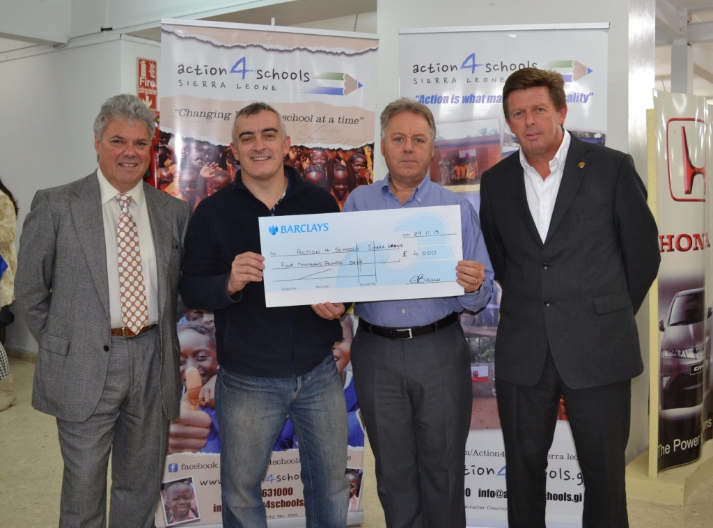 Bassadone Automotive Group has adopted our charity as a favourite charity. A £4,000 cheque was presented to Jimmy Bruzon (Chairman)  and John Gill (Treasurer) by George Bassadone (Group Chairman) and Kevin Jones (Group CEO) in November 2013