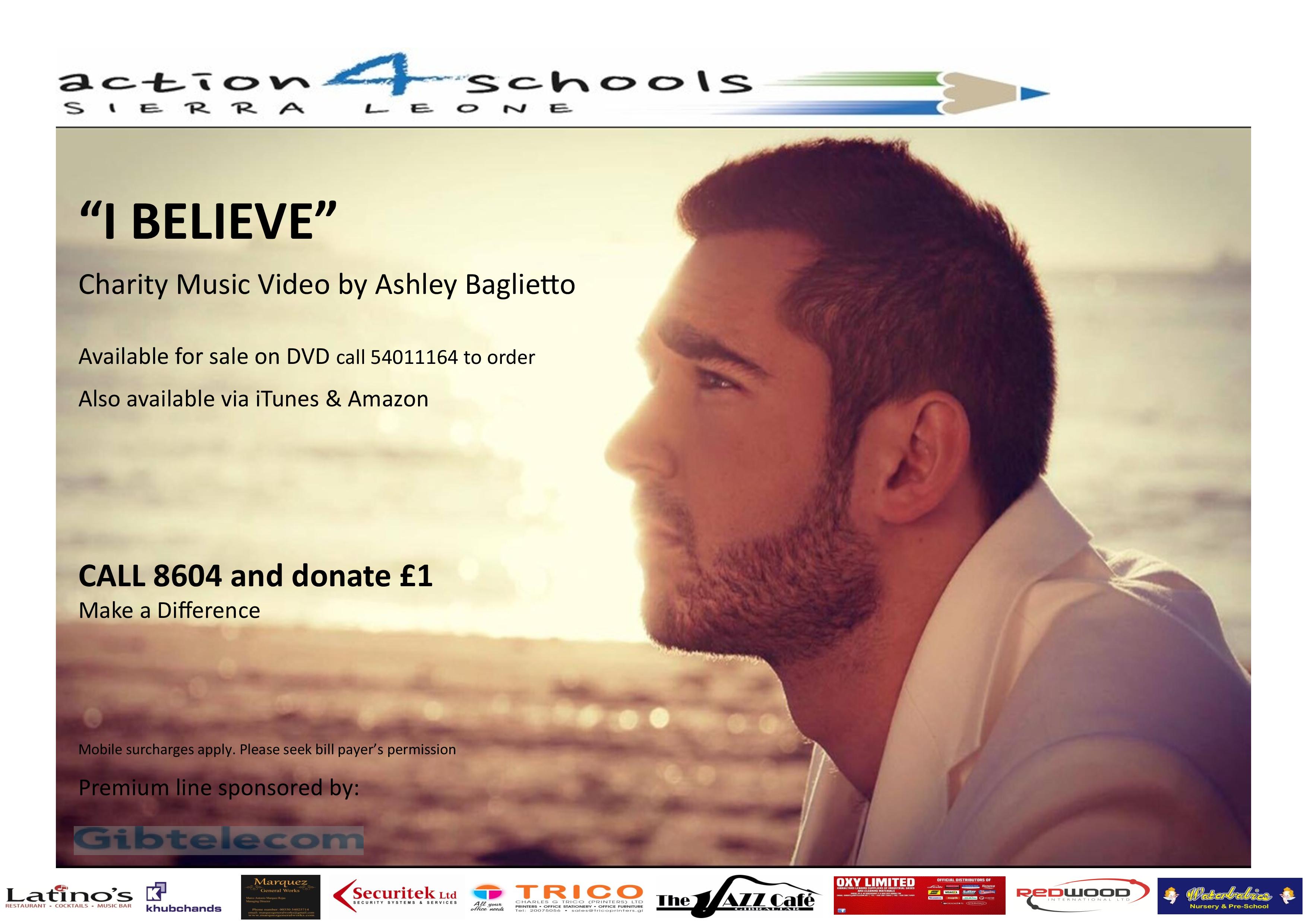 “I Believe” Ashley Baglietto Charity Single – Call 8604 to donate £1