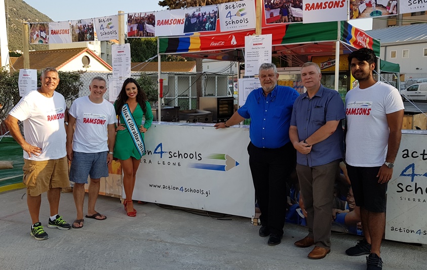 Left to right: Paul Costa (Trustee) Jimmy Bruzon (Charirman), Starr Farrugia (Miss Gibraltar 2018), Forti Azopardi (SDGG), Hon. Minister Stephen Linares, Manoj Gulraj (Director Ramsons)